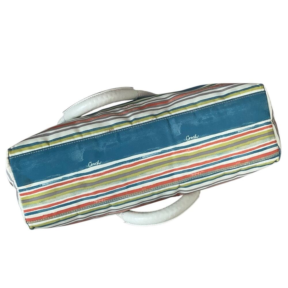 Coach Rope Beach Nylon Shoulder Bag Multicolor Striped Tote Bag F16624 - Picture 7 of 9